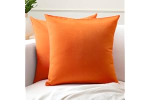 Encasa XO Set med 2 örngott i bomull I 20 x 20 i (50 x 50 cm) - orange I utan inlägg I enfärgade, fyrkantiga örngott maskintv