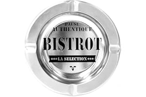 Totally Addict TB1013 cenicero Bistrot, Metal, Negro/Plata, 13,5 x 13,5 x 1,7 cm