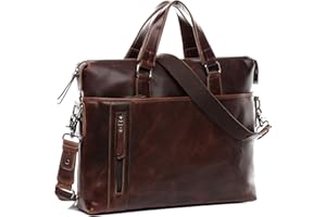 BACCINI Borsa tracolla porta pc vera pelle vintage LEANDRO grande I Messenger portadocumenti Università Ufficio Lavoro Business uomo donna 15 pollici I cartella per laptop computer portatile marrone
