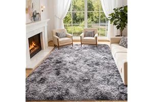 CHOSHOME Alfombra Grande Suave y Esponjosa para Sala de Estar, Alfombra Peluda que no se Desprende, Motley Tie-Dye, Moderna, Gris Oscuro, 150 x 240 CM