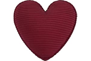 CozyKing Herzkissen Cord Rot Deko-Kissen Breitcord Kuschelkissen Herzform Öko-Tex 100 Zertifiziert und 40°C waschbar - Herz-Kissen für Sofa, Wohnzimmer oder Kinder-Zimmer