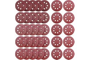 YIYINOE 35 Pièces 125mm Disques de Ponçage Papier Abrasifs 40/60/80/120/150/180/240 Grain pour Poncer/Polir/Dérouiller pour Ponceuse Excentrique de 8 Trous