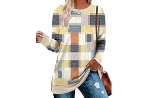 KISSMODA Womens Long Sleeve Tops Casual Crew Neck Longline Sweatshirts Dressy Tunic Shirts Fall Winter Trendy T Shirts with Side Slits