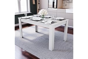 Vida Designs Medina 6 Seater Dining Table MDF Wood Rectangle Modern Kitchen Dining Room Furniture Unit, White