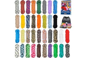 MONOBIN 36 Colors 10ft Paracord 550 Combo kit, Paracord Bracelets Making kit - Multifunction Paracord Rope with Instruction for Making Lanyard, Dog Collar, Idea for Gift (36 Colors-B)