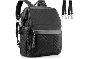 FADEDA Brombär Wickelrucksack Schwarz mit Kinderwagenhaken und vielen Fächern (Schwarz)