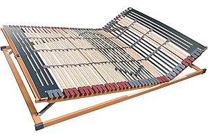 ‎FMP MATRATZENMANUFAKTUR 7 Zonen Lattenrost Rhodos® KF, Kopf- und Fußteil verstellbar, 44 Leisten, Triokautschukkappen, Querholme BUCHE massiv, Mittelgurt, fertig montiert, TÜV/GS Gesichert Geprüft ID 1111212908, 140 x 200 cm