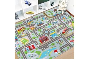 Capslpad Tappeto educativo per bambini, 17,8 x 1,5 m, strada stradale per bambini, tappetino per auto, grande area di gioco, tappeto per bambini, per sala giochi, soggiorno, stanza dei bambini