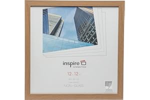 Hampton Frames Cadre Photo Carré 30x30cm Effet Chêne Pack de 1, Face en Acrylique, Montage Mural, Profil Plat, Ouverture Facile, Pour Décoration Intérieure