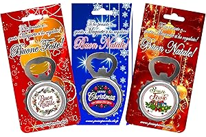 PASSAPAROLA Calamita Magnete con CAVATAPPI Natale,cavatappi Natalizio da frigorifero in resina cm.5,5x8. Set 3 pezzi blisterati singolarmente dim.cm.15x7,5. Il set è composto da tre diversi modelli.