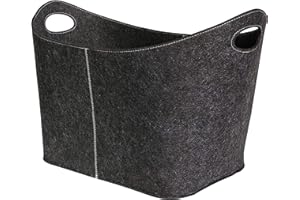 VIIRKUJA XXL Holzkorb | Kaminholzkorb aus extradickem Filz | Dunkelgrau | Filzkorb mit verstärkten Griffen für Kaminholz
