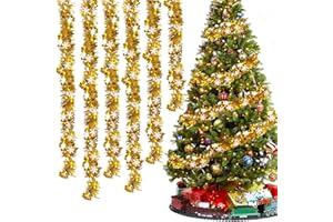 6 x 1,8 m bożonarodzeniowe girlandy blichtrowe, metaliczne girlandy świąteczne RosyFate, skręcone choinki świąteczne girlanda, girlanda świąteczna, błyszczące girlandy