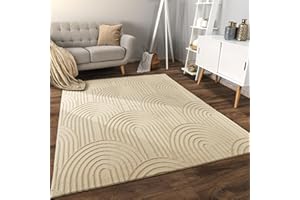 Paco Home Alfombra Salon De Habitacion Pelo Corto Motivo Nordica Motivo Boho Chic Dibujo Geometrico, tamaño:160x220 cm, Color:Beige 4