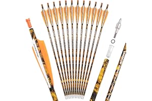 HNZMDY Pernos de Ballesta 16 17 18 20 22 Pulgadas Flechas de Ballesta con Culatines de Luna y Puntas Extraíbles Flechas de Carbono Flechas de Caza
