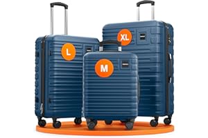 Travely Polycarbonate Suitcase Set - 77cm, 67cm, 55cm suitcases Set Including TSA Lock, Hard case Suitcase, Large Hardshell Suitcase 4 Wheels, Set of suitcases