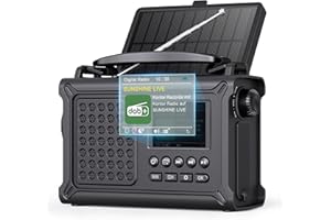 ROCAM Radio d'urgence Dab+/FM avec Bluetooth, Radio Numérique Portable 12000mAh avec Panneau Solaire 8500mm² & Manivelle 650mA, Écran Couleur 2,4", 80 Stations, SOS, Lampe LED, USB, IPX6 pour Camping