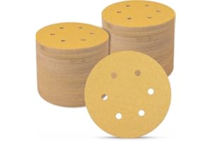 SRUHRAK Sanding Discs 150mm 70 Pcs, 40 Grit 6 inch 6 Holes Hook and Loop Orbital Sander Discs, Sanding Pads for Random Orbital Sander Pads and All Oscillating Tools