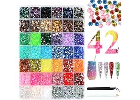 BUTBU 3 2 000 st glitter för ansiktet, 3 mm runda ädelstenar, 42 färger diamanter för hantverk, glit - Amazon Deal & Rabatt