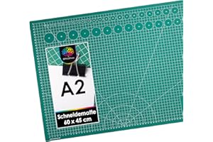 OfficeTree Schneidematte A2 - Grün - mit beidseitigen Rastern und Markierungen - Bastelunterlage 60x45 als Nähen Zubehör - Auch als Schneideunterlage und Malunterlage