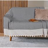 Bumedo Buldan İşi Kaymaz Pamuklu Koltuk &Ouml;rt&uuml;s&uuml; 170x210 Cm Koltuk Şalı &Ccedil;ekyat Kanepe &Ouml;rt&uuml;s&uuml; (Antrasit)
