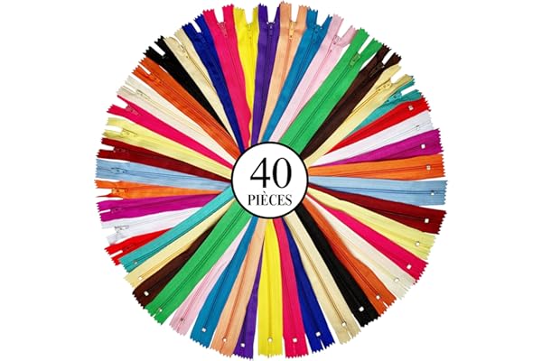 KGS Fermeture éclair pour L'artisanat de Couture | 20 couleurs | Taille: 10 CM / 4 Pouces | 40 pièces/paquet | Fermetures éclair multicolores pour sacs, robe, housse de coussin, bricolage.