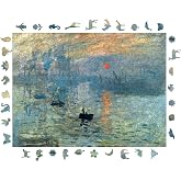 WePuzzleUp Ahşap Puzzle Yetişkin - Claude Monet Izlenim: G&uuml;n Doğumu - 450 Par&ccedil;a, 29 x 39 cm - Yapıştırıcı Folyo Dahil - Benze