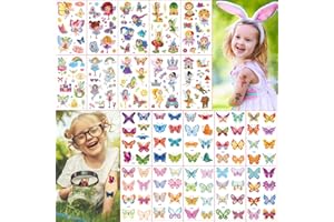 FLYFTREY Tatuaggi Temporanei per Bambini, Tatuaggi Finti per Ragazze, 10 Fogli Fata dei fiori e 10 Fogli Farfalla Tatuaggi Temporanei Set, Ragazzo Ragazza Compleanno Festa Giochi Regalini Giocattoli