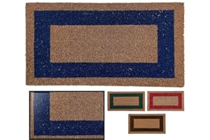 LUCA HOME LucaHome - Felpudo Entrada casa - Felpudo Fibra de Coco Natural Antideslizante - Original y Elegante - Exterior e Interior - Resistente para hogar, Oficina, terraza y jardín (Azul, 60 x 100 cm)