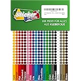 1000 Klebepunkte, 5 mm, je 50 Stück in 20 Farben, aus PVC Folie, wetterfest, Markierungspunkte Kreise Punkte Aufkleber