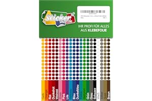 WP KLEBEPUNKTE 05 MM 1000 Klebepunkte, 5 mm, je 50 Stück in 20 Farben, aus PVC Folie, wetterfest, Markierungspunkte Kreise Punkte Aufkleber