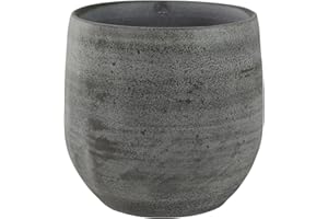 Ivyline Keramik Blumentopf Esra Ø 18 cm, Höhe 16 cm, handgefertigt, grau Übertopf für Zimmerpflanzen