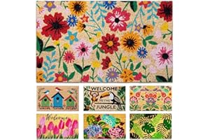 LUA VIKA Felpudo Entrada casa Originales - Botánico - 40x70 cm - Alfombra Entrada casa Exterior e Interior - Felpudo Coco - Resistente y Antideslizante