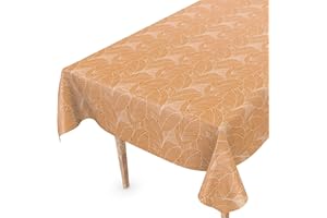 ANRO Nappe en toile cirée, lavable, bord coupé, Mathilda, marron clair, beige, facile d'entretien, 200 x 140 cm