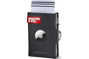 SF Scofield Duality Airtag Wallet z przegródką na monety, portfel na 8 - 9 kart, portfel męski z klipsem z ochroną RFID, Slim Wallet I Smart Wallet I etui na karty z kieszenią Air Tag, portmonetka, Black - Matt Black, Mit Münzfach, Nowoczesny