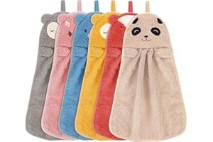 TATUO 6 Asciugamani da Appendere per Bambini Asciugamano Ad Asciugatura Rapida Panno per Cucina Appeso Asciugamano a Mano con Anello Appeso Microfibra per Bagno Viso Natale Tavolo
