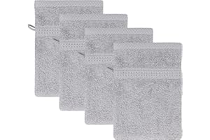 ‎CLASS HOME COLLECTION Class Home Collection Waschhandschuhe 16x21 cm | Frottee Waschlappen Set | 4er Waschhandschuh | 500 g/m² | 100% Baumwolle | Silber
