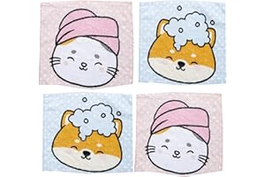 KAMACA Set di 4 asciugamani magici in cotone per bambini, asciugamano magico, idea regalo, regalo di compleanno per bambini (set da 4 animali domestici)