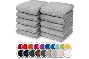 NatureMark Set van 10 kleine badstof handdoeken voor gezicht en handen – 100% katoen, zacht en absorberend – 30×30 cm