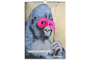 KUNSTBRUDER Banksy Art kalendarz 2025, A3, pionowy – kalendarz ścienny w formacie pionowym A 3 z najlepszymi i najpiękniejszymi zdjęciami, kalendarz roczny Banksys, graffiti, do salonu, biura 2024 (StreetArt)