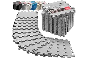 BEMAXX Interlocking Soft Foam Floor Mat - 18 Pieces Protective Gym Flooring Set, Exercise Mats EVA Puzzle Rubber Tiles, Ground Surface Protection Workout Underlay Matting Sports Pool Home Fitness Garage