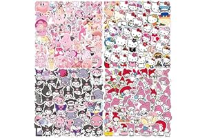 LANSEEDE Kawaii zestaw naklejek – winylowe wodoodporne naklejki na laptopa na deskorolkę, butelkę wody, komputer, gitarę, bagaż, słodkie dziecięce naklejki z motywem anime, 200 szt.