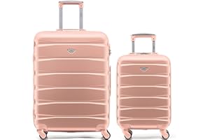 Flight Knight Set of 2 Premium Suitcases - Extra Strong Lightweight Luggage - Hardcase Suitcases with 4 Wheels & Built in Lock - (Set of 2 S+L)