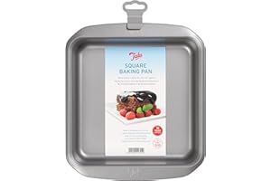 Tala Square Cake Tin- Non-Stick Baking Pan - Even Heat Distribution Oven Pan for Cakes, Lasagne or Shepards Pie - Carbon Steel, Wide Flat Handles, 25.6 x 22.8 x 3.86, Grey