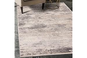 Mazovia Alfombra Moderno - Diseño Moderno de Salón Grande - Pelo Corto - Alfombras de Habitación de Matrimonio, Dormitorio y Comedor - Motivo Abstracto Vintage - Gris Beige 140x200 cm