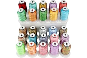 ‎NEW BROTHREAD New brothread 25 Multi Farben Polyester Maschinen Stickgarn 500M (550Y) für Brother/Janome/Singer/Babylock/Kenmore/Bernina/Husqvaran Stickereimaschine
