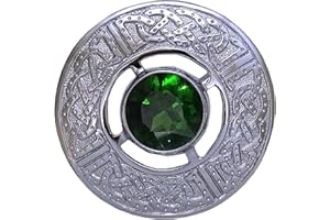 Imperial Kilt Products - Men's Scottish Kilt Fly Plaid Brooch 3 inches- Kilt Brooch Pins for Men and Ladies- Tartan Kilt Brooch Pins for Men and Women with Celtic Knot - Thistle brooch Silver Finish