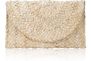 ISIYINER Monedero de Embrague de Paja, Bolsos de la Tarde Mujer Boho Tejidas Envelope Clutch Cartera Fiesta Bolsa de la Boda del Verano de la Paja para la Muchacha de Las Mujeres
