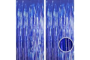 YAAVAAW 2pcs 3.2 x 8.3ft Glitter Dark Blue Tinsel Curtain Streamers Door Fringe Foil Curtain Backdrop Birthday Party Decorations for Boys Men Graduation Party Decorations Banner Navy Blue