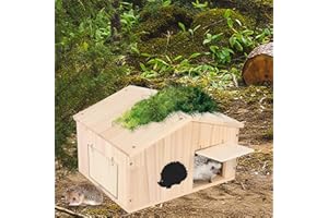 YCBTREE Igelhaus mit Rattenklappe und Labyrintheingang, Igelfutterhaus Winterfest Igelhotel Groß mit Boden Igelhütte für Igel Kleintiere zum Unterschlupf Winterschlaf