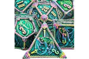 ARUOHHA 7pcs Metal DND Dice Set Dungeons and Dragons Dice with Gift Box D+D Large Polyhedral Dice for Warhammer RPG Board Games Role Playing Dice D and D Dice D&D Dice Set D20 D12 D10 D8 D6 D4